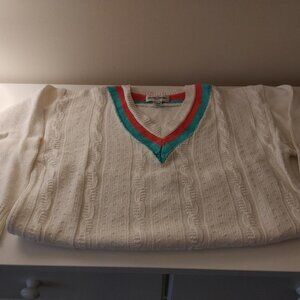 SWEATER_Vintage V-Neck Cable Knit Long Sleeved Sweater
